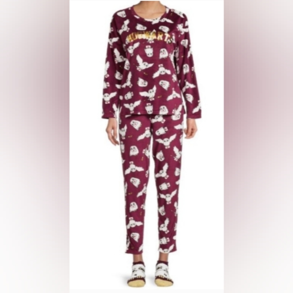 Harry Potter Owl Wizard World Hogwarts Pajamas PJ Lounge Sleep Set Womens Small